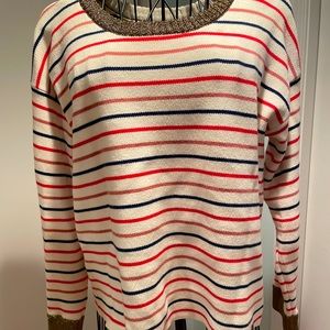 NUMPH BY ANTHROPOLOGY STRIPED SWEATER GOLD COLLAR